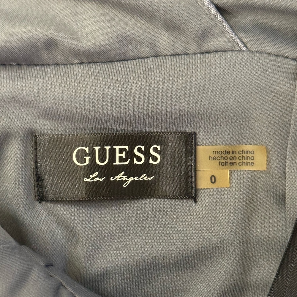 Guess Brand - Size 0 - Elegant Silver Metallic Ruched Dress Party Clubbing - Picture 7 of 7